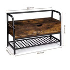 Entryway Bench, 33 Retro Wooden Shoe Bench with Storage Box, Shoe Organizer Rack for Entryway, Bedroom, Hallway, Supports 240 lb
