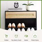 Entryway Shoe Cabinet with 2 Flip Drawers, Slim Freestanding Wooden Shoe Organizer, Space-Saving Closed Shoe Rack for Hallway, Foyer,Apartment