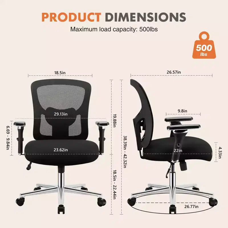Okak Modern Mesh Adjustable Computer Desk Chair with Armrests & Lumbar Support,Ergonomic Swivel Task Chair for Office,Study