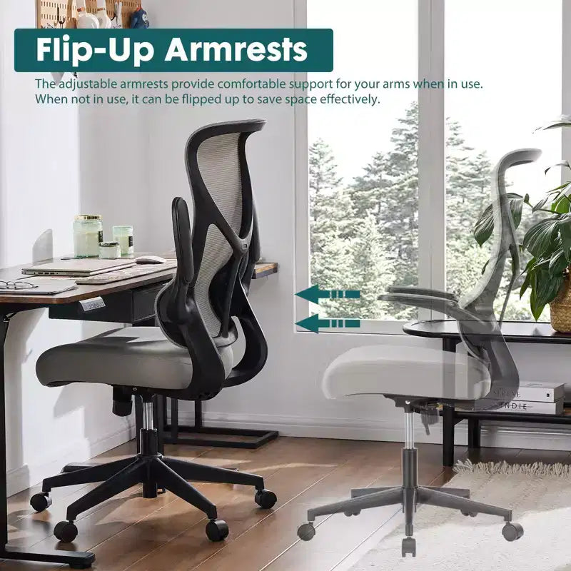 Okak Modern Mesh Adjustable Computer Desk Chair with Armrests & Lumbar Support,Ergonomic Swivel Task Chair for Office,Study