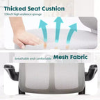 Okak Modern Mesh Adjustable Computer Desk Chair with Armrests & Lumbar Support,Ergonomic Swivel Task Chair for Office,Study