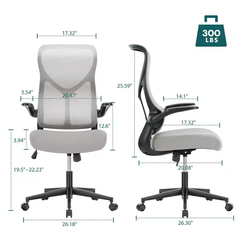 Okak Modern Mesh Adjustable Computer Desk Chair with Armrests & Lumbar Support,Ergonomic Swivel Task Chair for Office,Study