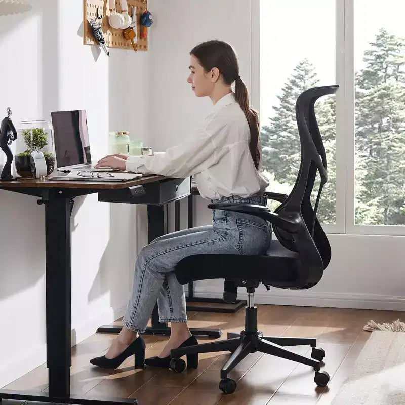 Okak Modern Mesh Adjustable Computer Desk Chair with Armrests & Lumbar Support,Ergonomic Swivel Task Chair for Office,Study