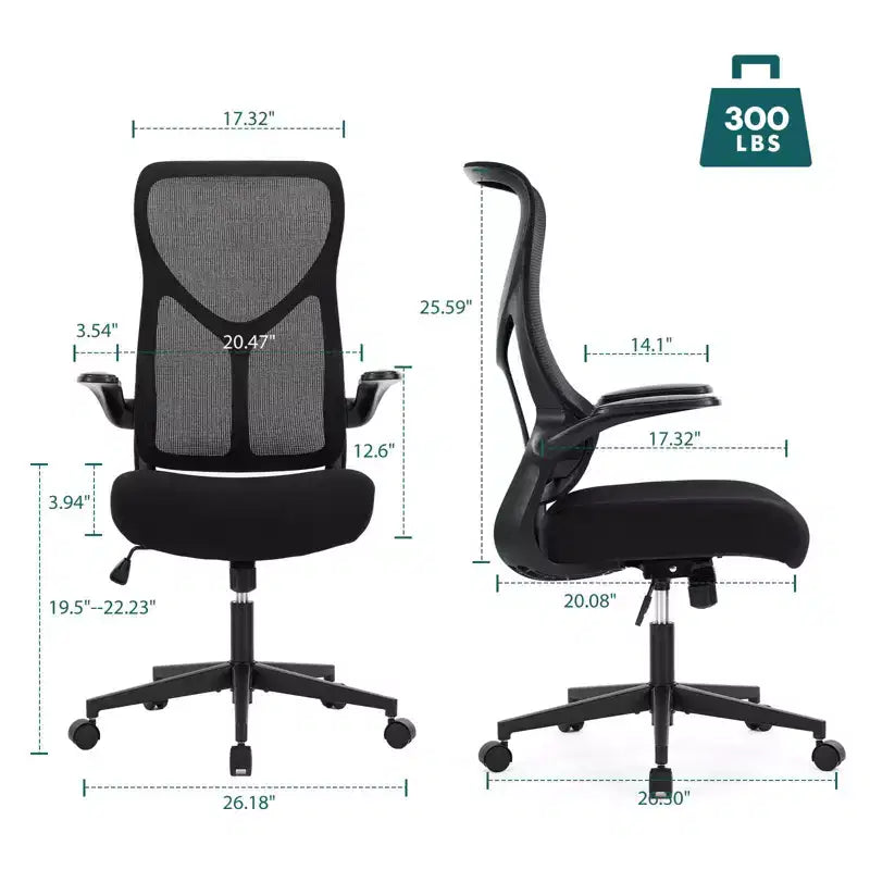 Okak Modern Mesh Adjustable Computer Desk Chair with Armrests & Lumbar Support,Ergonomic Swivel Task Chair for Office,Study