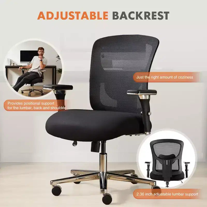 Okak Modern Mesh Adjustable Computer Desk Chair with Armrests & Lumbar Support,Ergonomic Swivel Task Chair for Office,Study
