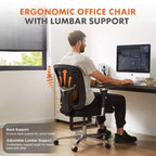 Okak Modern Mesh Adjustable Computer Desk Chair with Armrests & Lumbar Support,Ergonomic Swivel Task Chair for Office,Study
