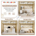 Twin Size Bed with Ladder  High-Arched Guardrail and Metal Slats, Space-Saving, Easy Assembly, Safe for Kids/AdultsGold