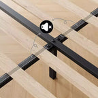 Acekool Adjustable Headboard Upholstered Twin Bed Frame, Linen, Platform Bed, Wooden Slats, Modern Low Profile