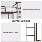 Coolmee Twin Over Twin Bunk Bed, Metal Bunk Beds with Safety Guardrails and Built-in Ladder, Convertible into 2 Bed Frame for Kids Teens