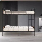 Coolmee Twin Over Twin Bunk Bed, Metal Bunk Beds with Safety Guardrails and Built-in Ladder, Convertible into 2 Bed Frame for Kids Teens