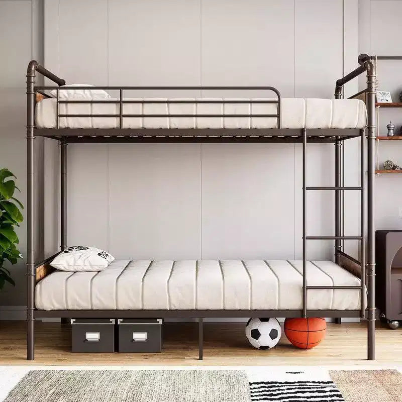 Coolmee Twin Over Twin Bunk Bed, Metal Bunk Beds with Safety Guardrails and Built-in Ladder, Convertible into 2 Bed Frame for Kids Teens