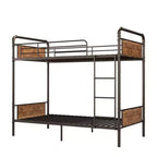 Coolmee Twin Over Twin Bunk Bed, Metal Bunk Beds with Safety Guardrails and Built-in Ladder, Convertible into 2 Bed Frame for Kids Teens
