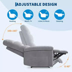 GustoWave Fabric Manual Recliner with Side Pocket, Adjustable Single Sofa with Ergonomic Back Support for Nursery