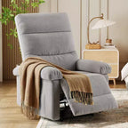 GustoWave Fabric Manual Recliner with Side Pocket, Adjustable Single Sofa with Ergonomic Back Support for Nursery