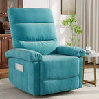 GustoWave Fabric Manual Recliner with Side Pocket, Adjustable Single Sofa with Ergonomic Back Support for Nursery