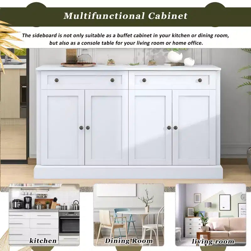 GDFStudio Philip 58 Sideboard Buffet Cabinet with Drawers and Adjustable Shelves