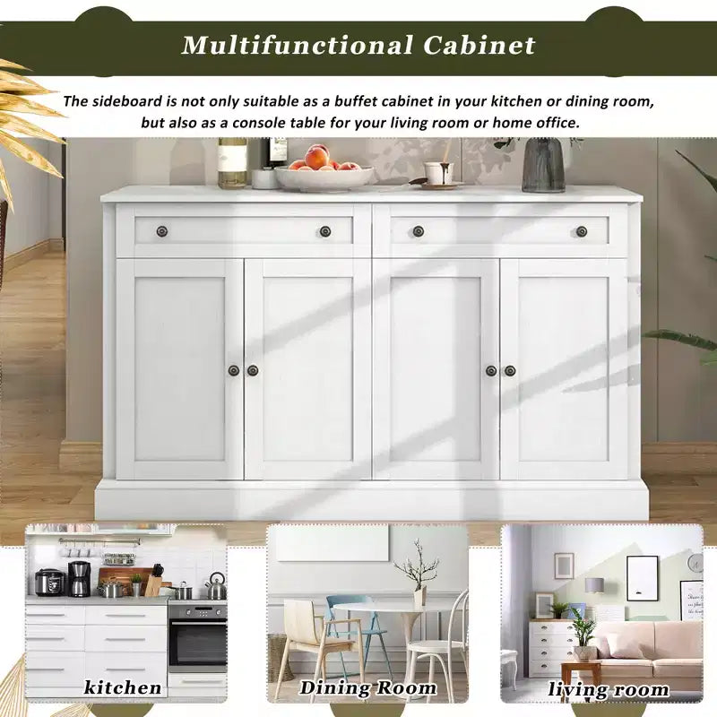GDFStudio Philip 58 Sideboard Buffet Cabinet with Drawers and Adjustable Shelves
