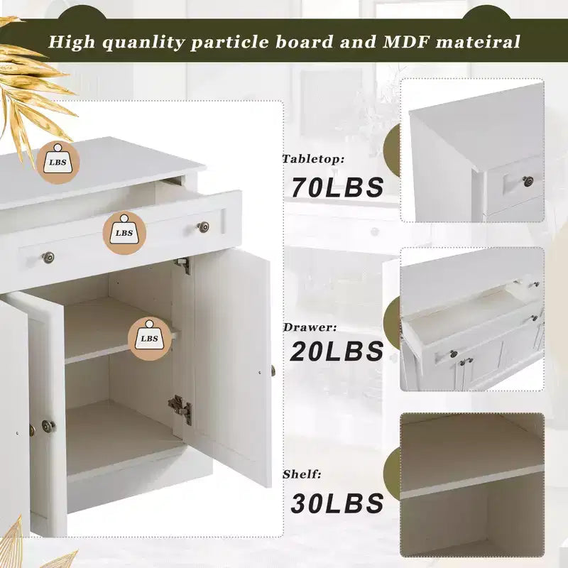 GDFStudio Philip 58 Sideboard Buffet Cabinet with Drawers and Adjustable Shelves