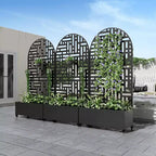 MAYEERTY Planter Box with Trellis Iron Black Arch Helen Street 01 Style 72x35x16in 3-Piece Set