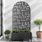 MAYEERTY Planter Box with Trellis Iron Black Arch Helen Street 01 Style 72x35x16in 3-Piece Set