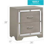 HomeStock 28 in.H x 25 in W Square Silver Finish 2 Drawers Metal Nighstand For Living Room and Bedroom