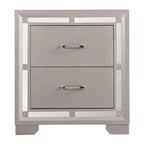 HomeStock 28 in.H x 25 in W Square Silver Finish 2 Drawers Metal Nighstand For Living Room and Bedroom