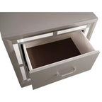 HomeStock 28 in.H x 25 in W Square Silver Finish 2 Drawers Metal Nighstand For Living Room and Bedroom