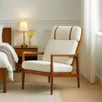Homy Casa Mid-Century Modern Accent Chair with Solid Wood Frame and Padded Cushions, for Living Room or Reading Corner, Beige