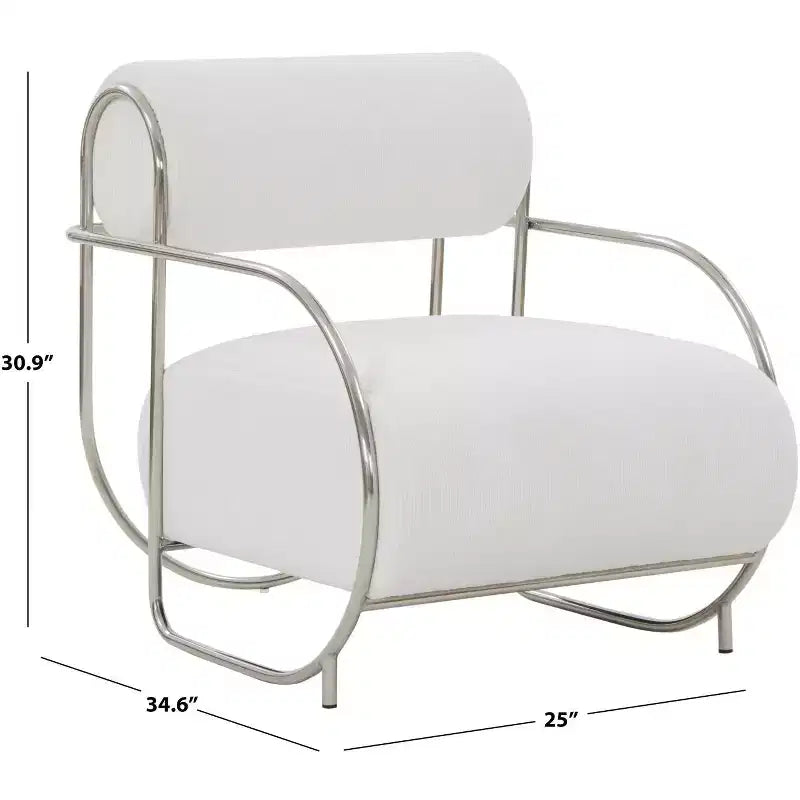 Bethann Metal Frame Accent Chair - SFV5130 - White/Silver - Safavieh Couture
