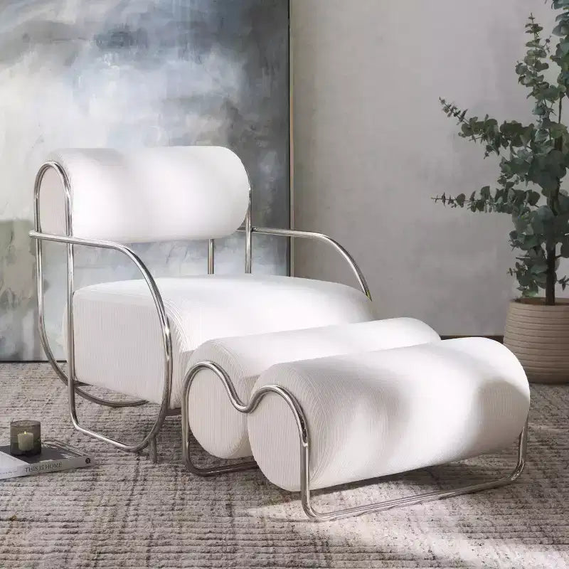 Bethann Metal Frame Accent Chair - SFV5130 - White/Silver - Safavieh Couture