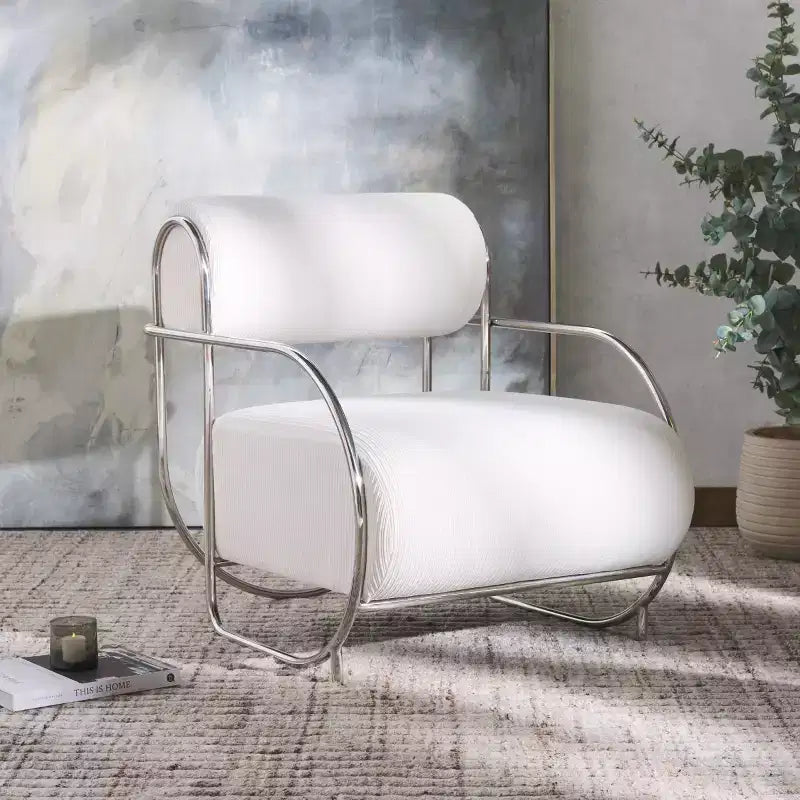 Bethann Metal Frame Accent Chair - SFV5130 - White/Silver - Safavieh Couture