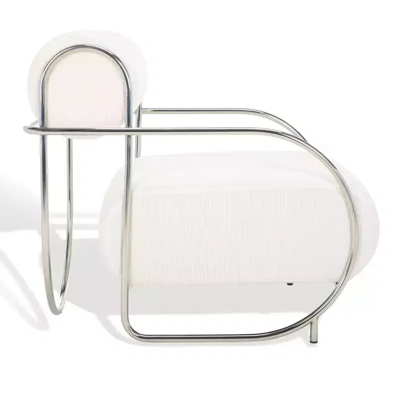 Bethann Metal Frame Accent Chair - SFV5130 - White/Silver - Safavieh Couture