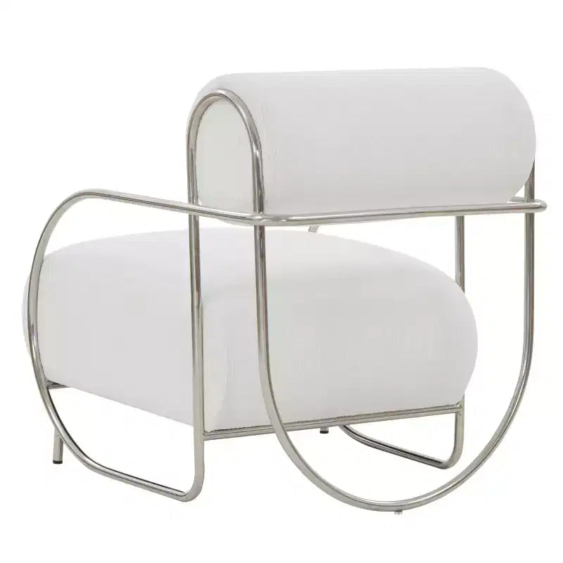Bethann Metal Frame Accent Chair - SFV5130 - White/Silver - Safavieh Couture