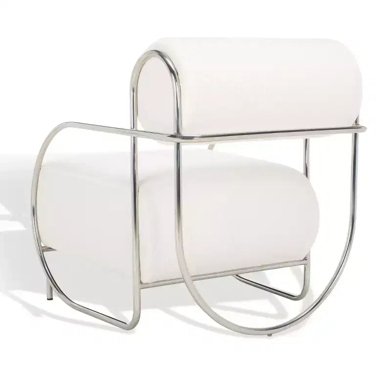 Bethann Metal Frame Accent Chair - SFV5130 - White/Silver - Safavieh Couture