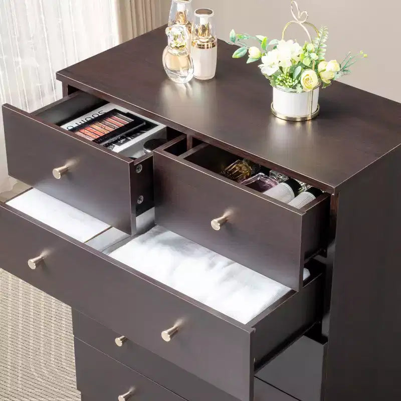 Karl Home 7-Drawer Gray Particle Board 25.98in. W Chest of Drawer