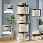 Rotating Bookshelf, 4 Tier Floor Standing Bookcase with Storage Rack, 50 Tall Small Revolving Bookcase for Small Space Bedroom Living Room