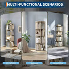 Rotating Bookshelf, 4 Tier Floor Standing Bookcase with Storage Rack, 50 Tall Small Revolving Bookcase for Small Space Bedroom Living Room