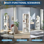Rotating Bookshelf, 4 Tier Floor Standing Bookcase with Storage Rack, 50 Tall Small Revolving Bookcase for Small Space Bedroom Living Room
