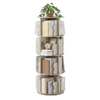 Rotating Bookshelf, 4 Tier Floor Standing Bookcase with Storage Rack, 50 Tall Small Revolving Bookcase for Small Space Bedroom Living Room