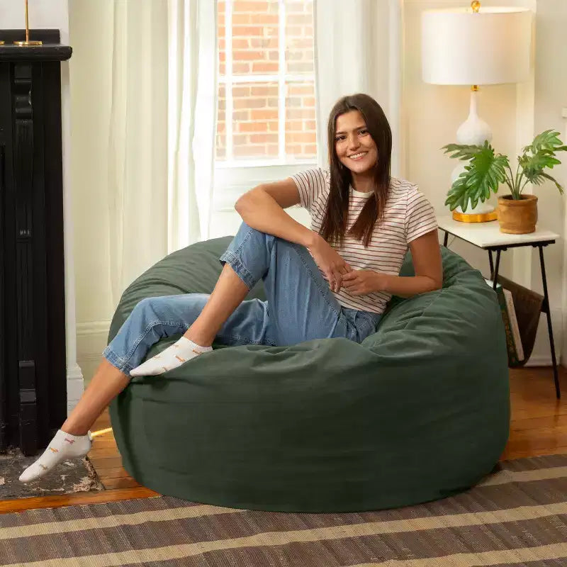 Jaxx 4 Foot Saxx - Large Round Bean Bag Chair for Adults - Lush Velvet