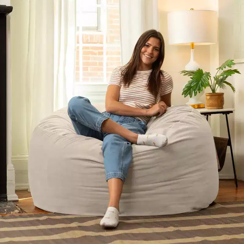 Jaxx 4 Foot Saxx - Large Round Bean Bag Chair for Adults - Lush Velvet