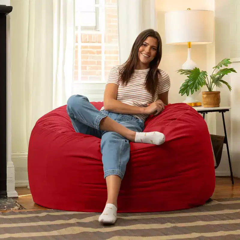 Jaxx 4 Foot Saxx - Large Round Bean Bag Chair for Adults - Lush Velvet
