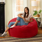 Jaxx 4 Foot Saxx - Large Round Bean Bag Chair for Adults - Lush Velvet