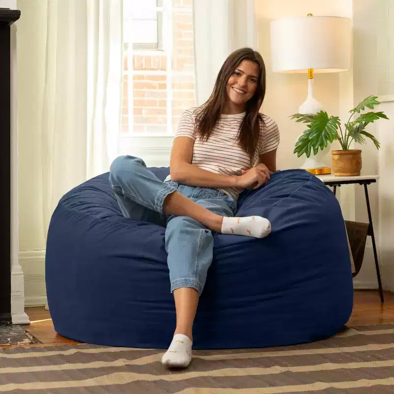 Jaxx 4 Foot Saxx - Large Round Bean Bag Chair for Adults - Lush Velvet