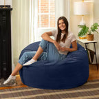 Jaxx 4 Foot Saxx - Large Round Bean Bag Chair for Adults - Lush Velvet
