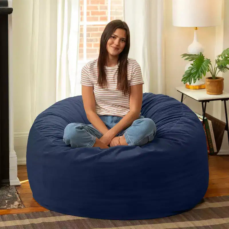Jaxx 4 Foot Saxx - Large Round Bean Bag Chair for Adults - Lush Velvet