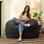 Jaxx 4 Foot Saxx - Large Round Bean Bag Chair for Adults - Lush Velvet