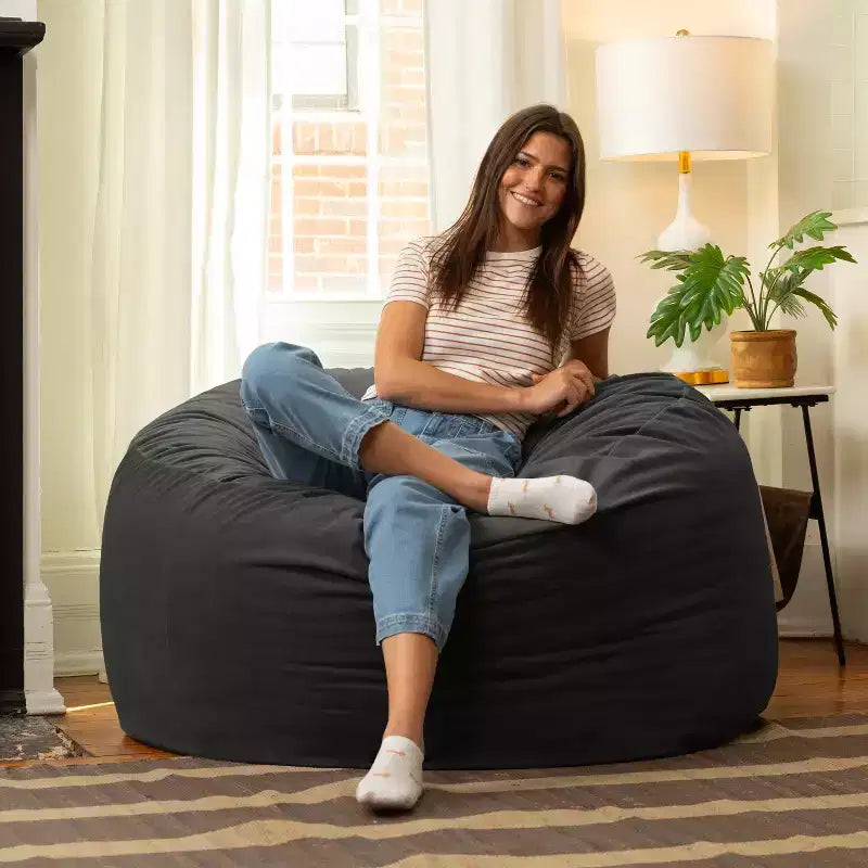 Jaxx 4 Foot Saxx - Large Round Bean Bag Chair for Adults - Lush Velvet