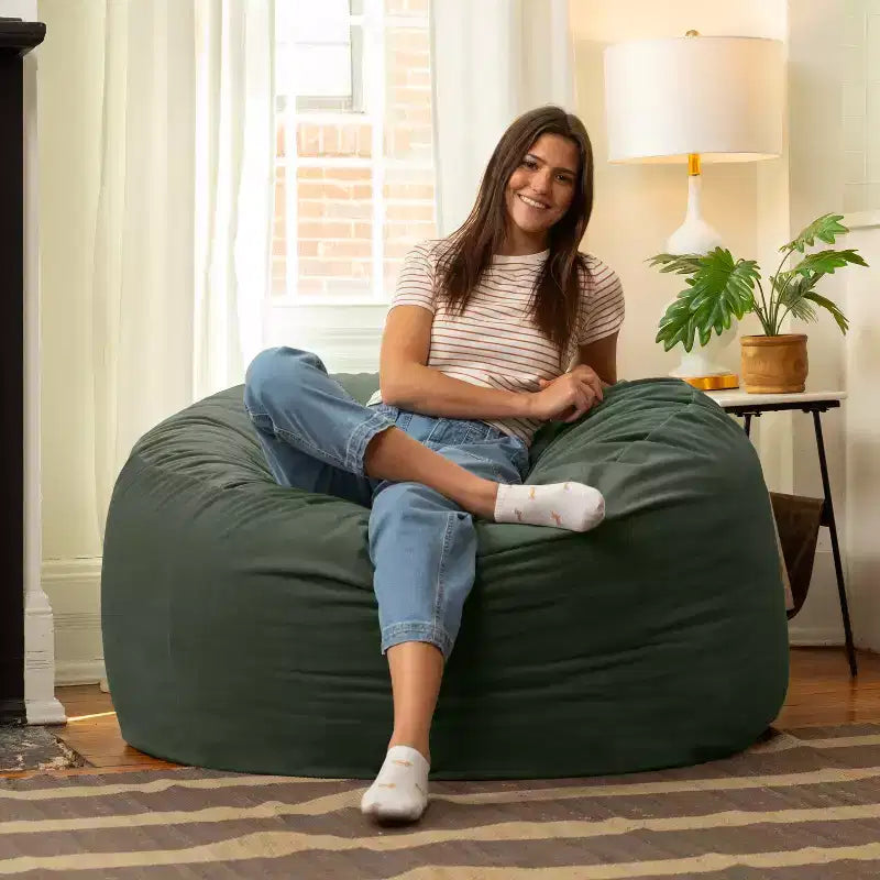 Jaxx 4 Foot Saxx - Large Round Bean Bag Chair for Adults - Lush Velvet