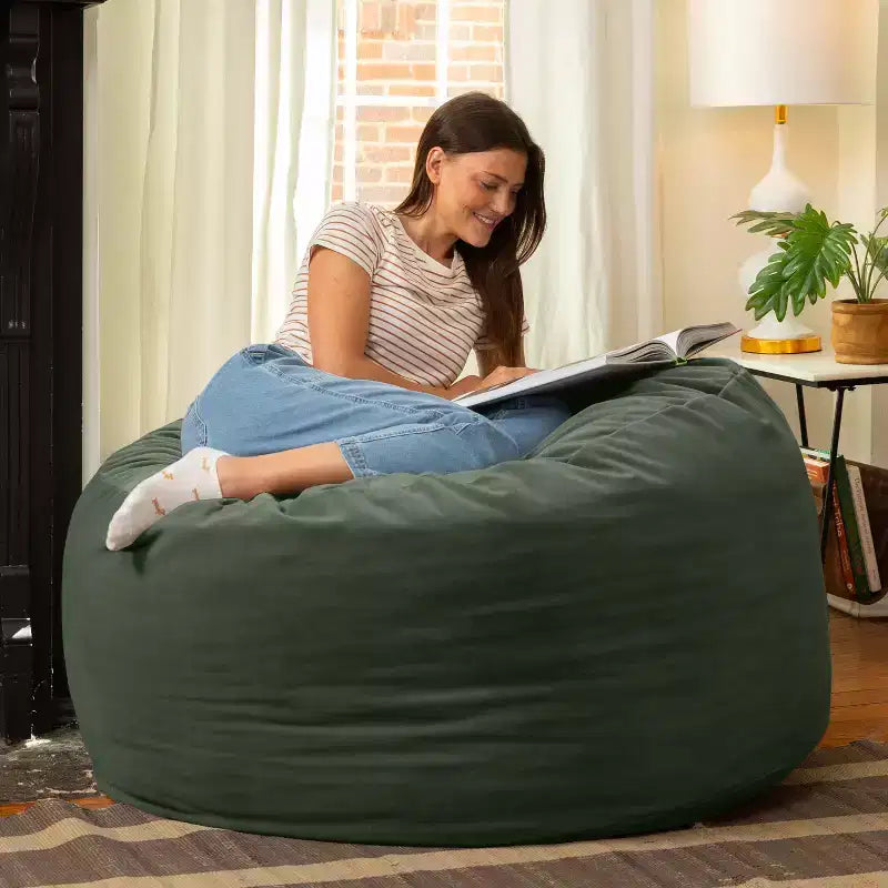 Jaxx 4 Foot Saxx - Large Round Bean Bag Chair for Adults - Lush Velvet